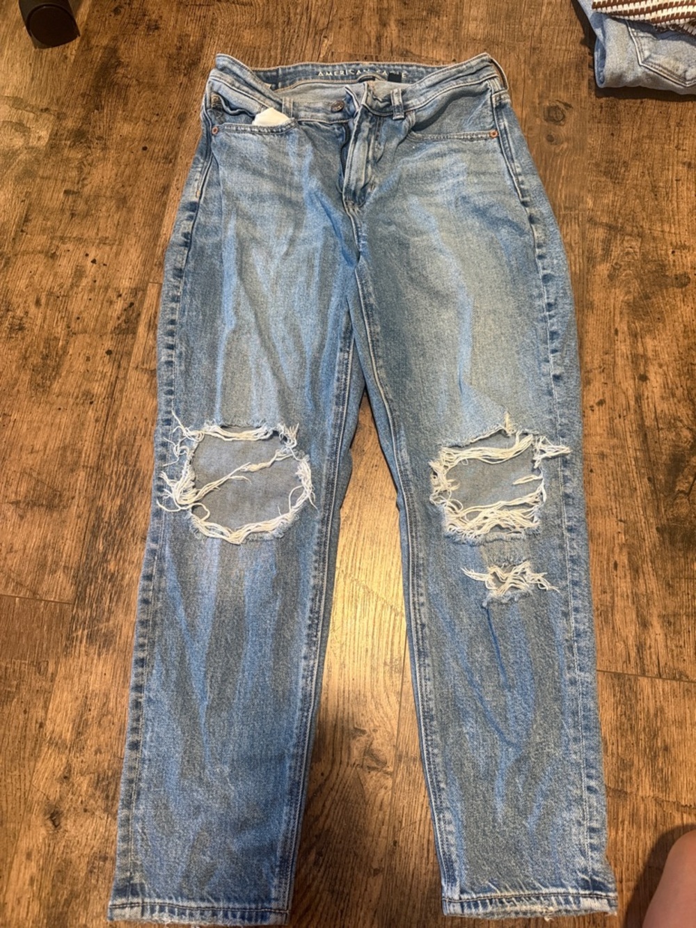 American Eagle Outfitters High-Rise Distressed Light Blue Jeans